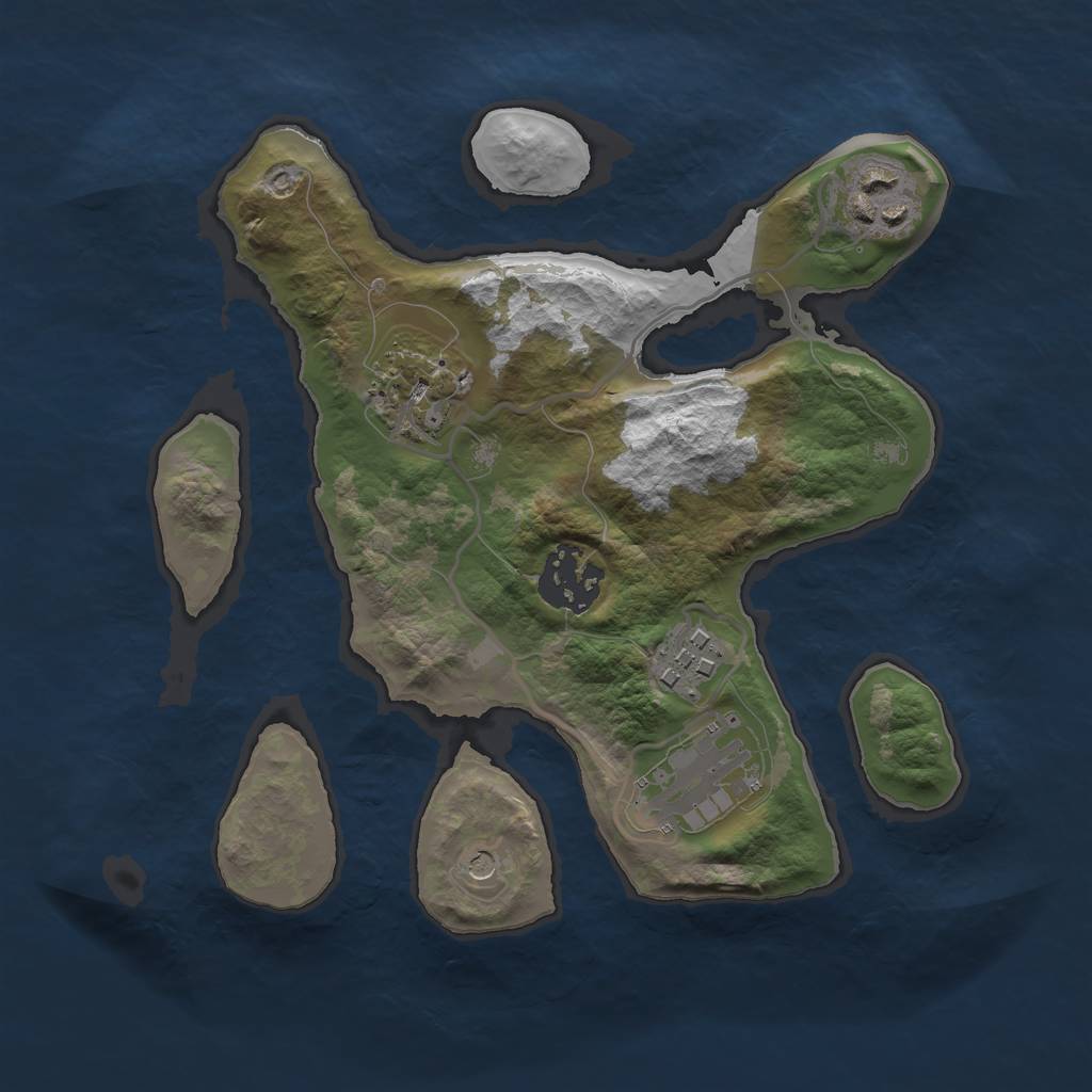 Rust Map: Barren, Size: 2500, Seed: 56632, 8 Monuments