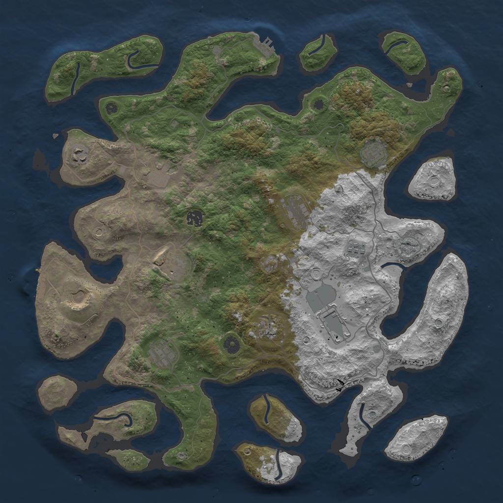 Rust Map: Procedural Map, Size: 4500, Seed: 6781, 22 Monuments