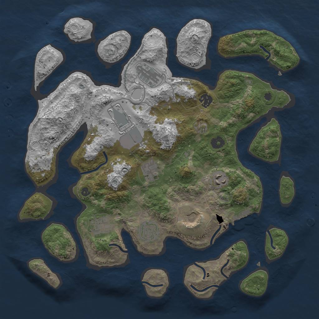 Rust Map: Procedural Map, Size: 3700, Seed: 93107190, 17 Monuments