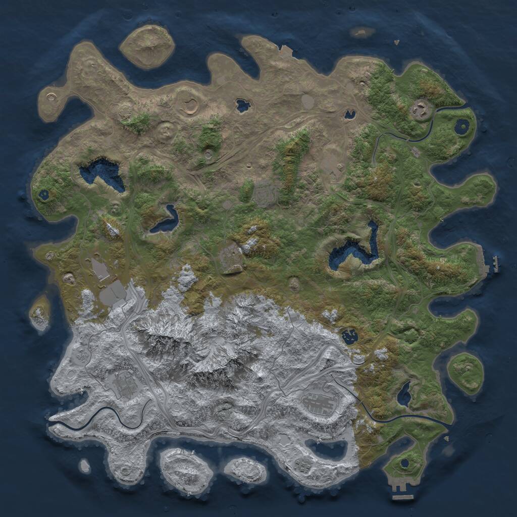 Rust Map: Procedural Map, Size: 5000, Seed: 1218012476, 16 Monuments