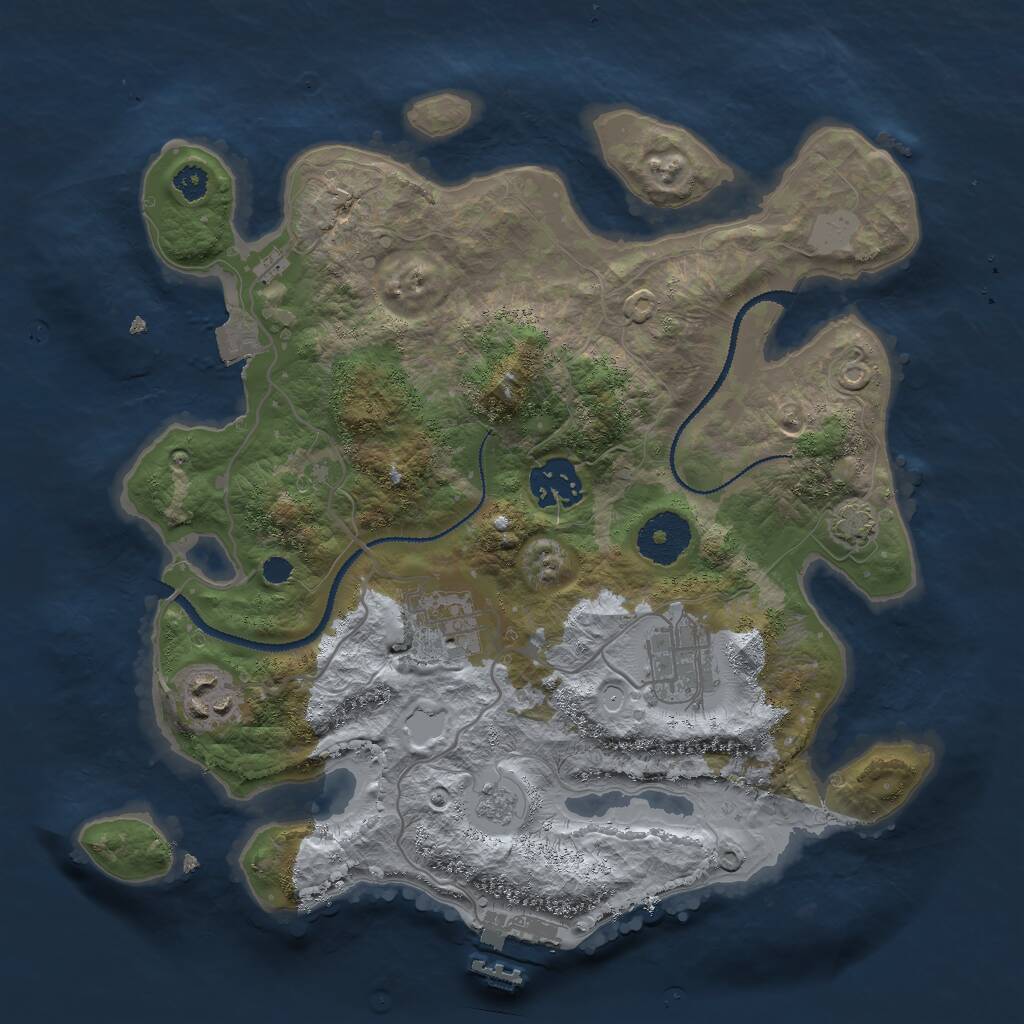 Rust Map: Procedural Map, Size: 3000, Seed: 123457, 8 Monuments
