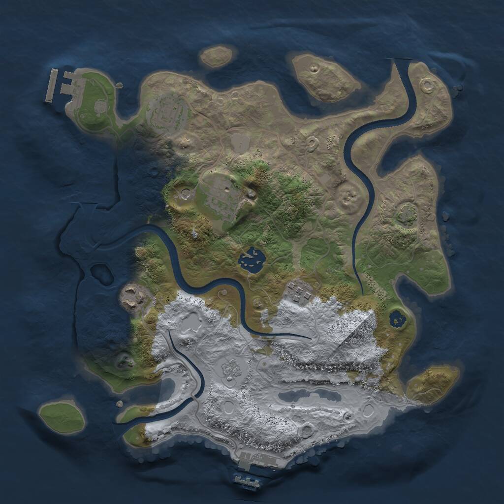 Rust Map: Procedural Map, Size: 3000, Seed: 123457, 11 Monuments