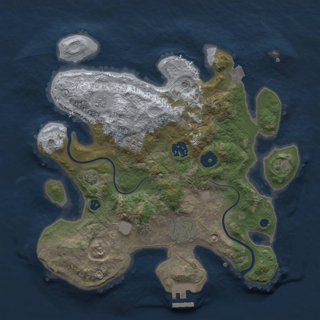 Rust Map: Procedural Map, Size: 3000, Seed: 2423610, 8 Monuments