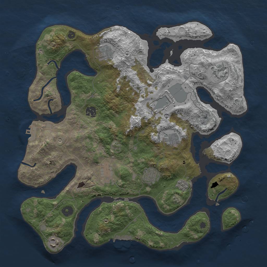Rust Map: Procedural Map, Size: 3700, Seed: 1794741631, 20 Monuments