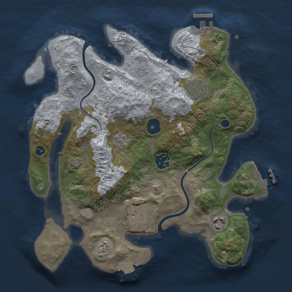 Rust Map: Procedural Map, Size: 3000, Seed: 199669, 10 Monuments