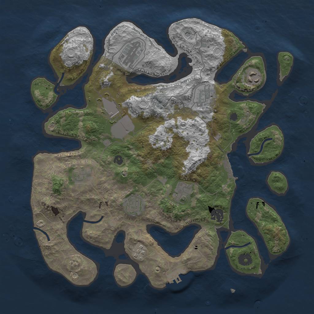 Rust Map: Procedural Map, Size: 3500, Seed: 841861381, 20 Monuments