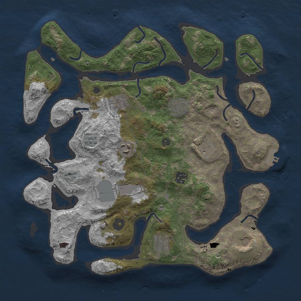 Rust Map: Procedural Map, Size: 3698, Seed: 482760427, 19 Monuments