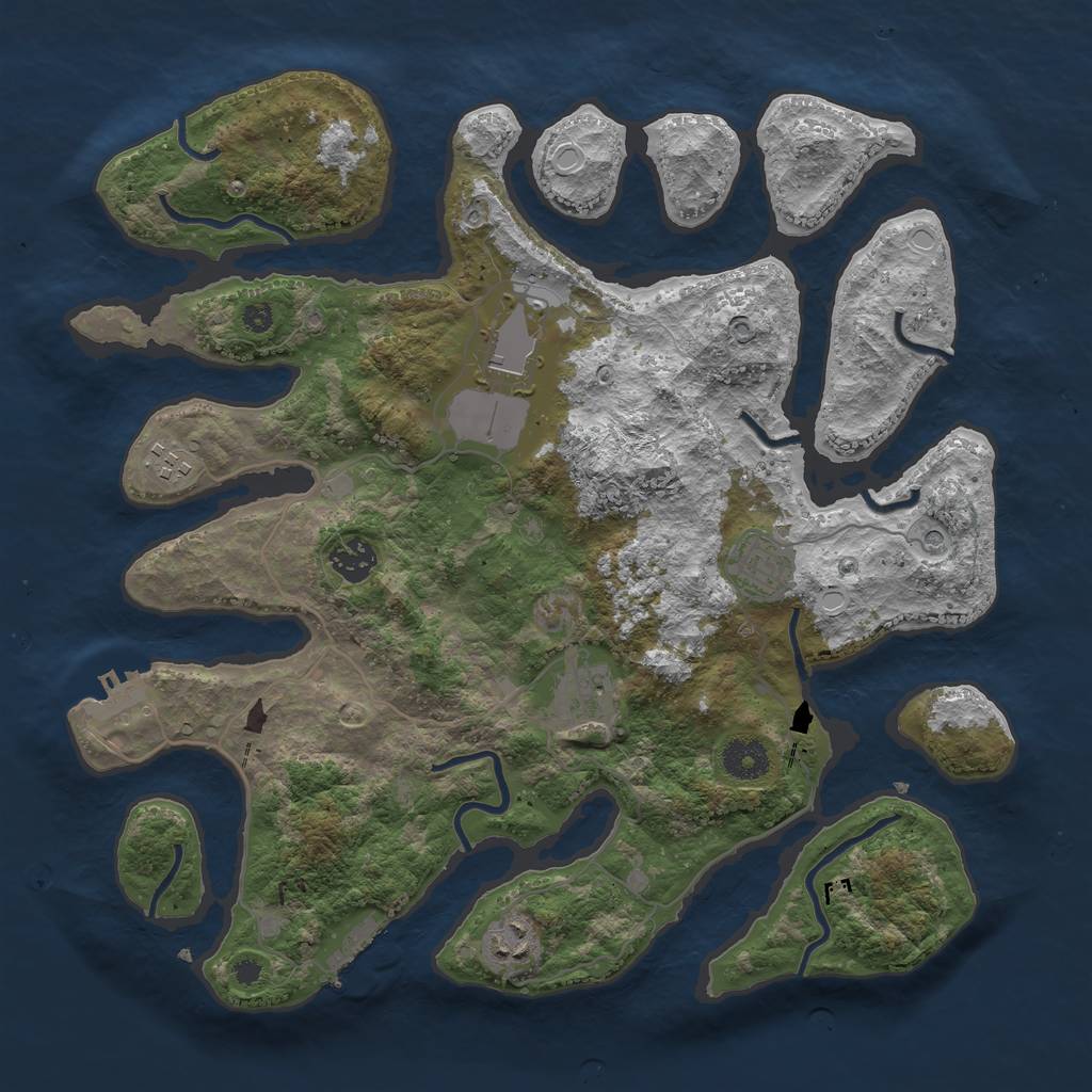 Rust Map: Procedural Map, Size: 3700, Seed: 40908, 17 Monuments