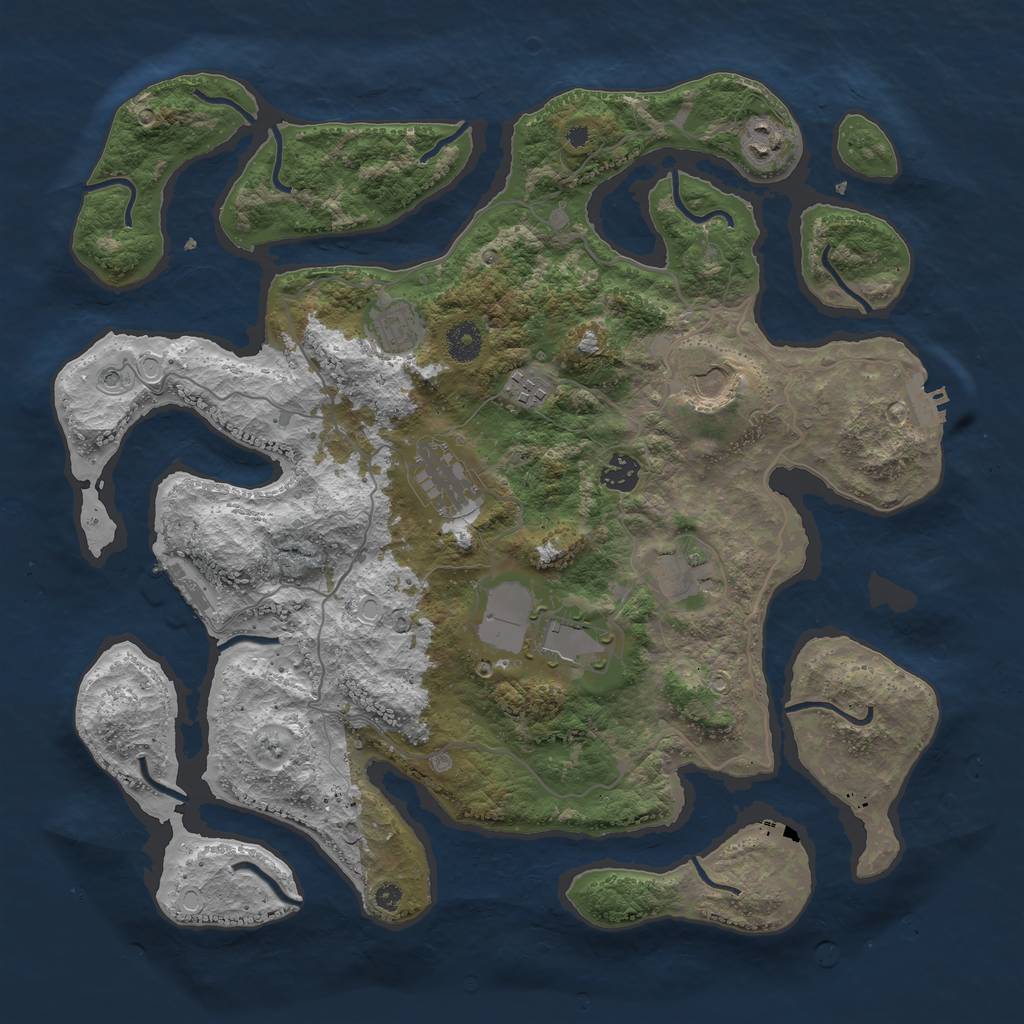 Rust Map: Procedural Map, Size: 4000, Seed: 7285, 19 Monuments