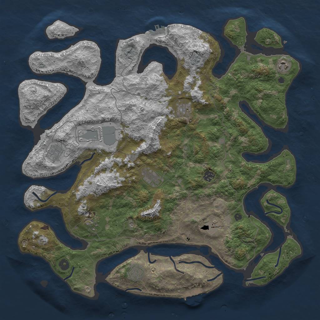 Rust Map: Procedural Map, Size: 4500, Seed: 1390304332, 21 Monuments
