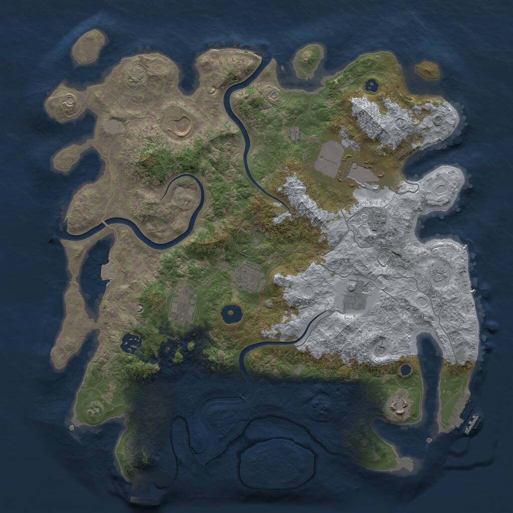 Rust Map: Procedural Map, Size: 3850, Seed: 1741028861, 14 Monuments