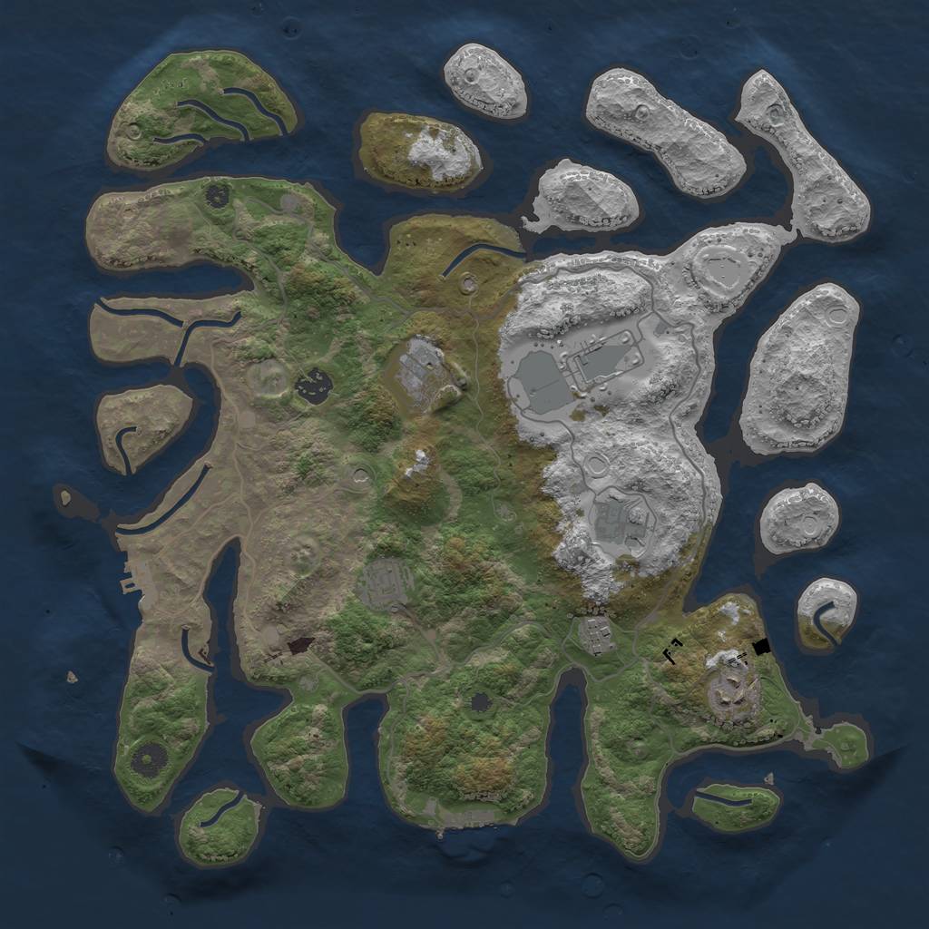 Rust Map: Procedural Map, Size: 4000, Seed: 8324, 18 Monuments