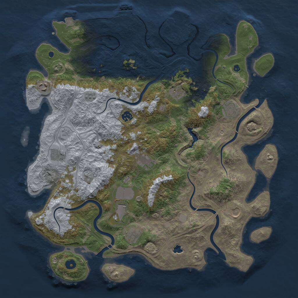 Rust Map: Procedural Map, Size: 4400, Seed: 144444, 16 Monuments