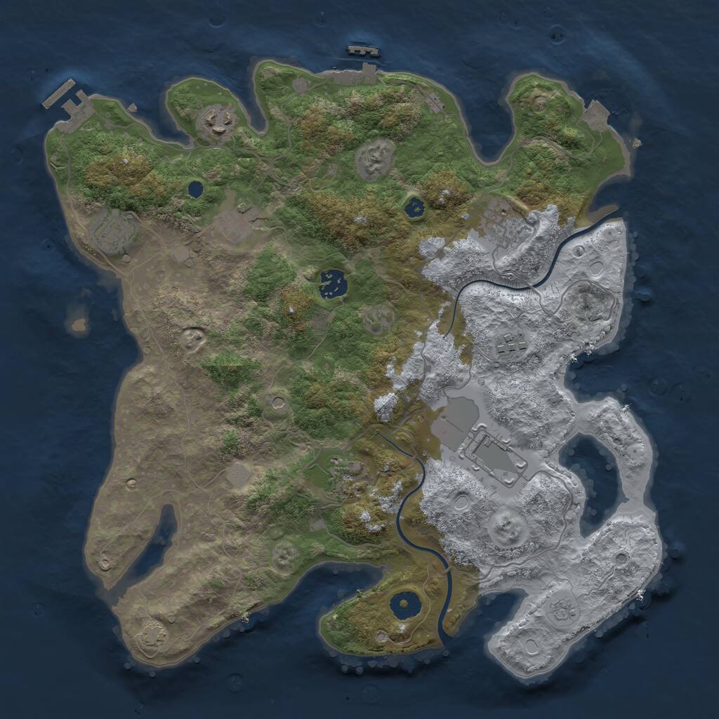 Rust Map: Procedural Map, Size: 3700, Seed: 62577389, 14 Monuments