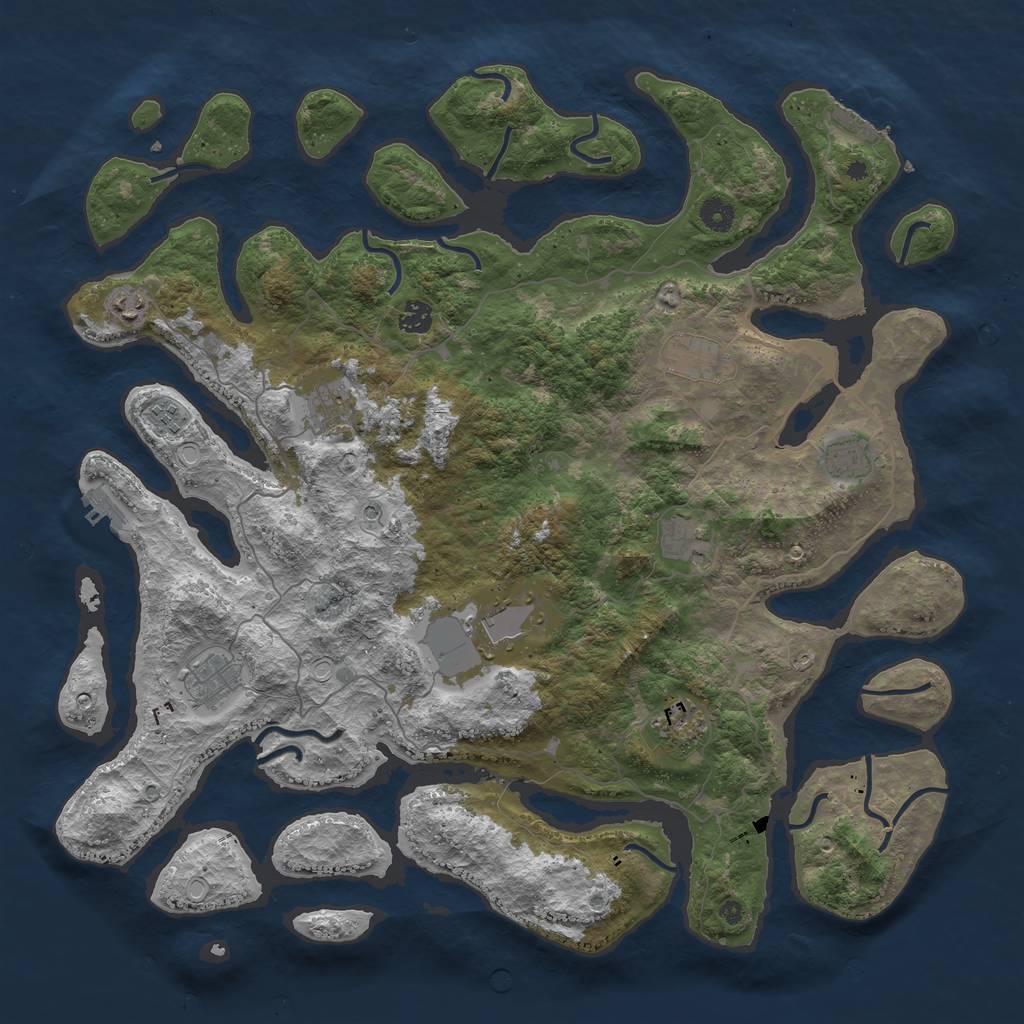 Rust Map: Procedural Map, Size: 4500, Seed: 1445922189, 21 Monuments