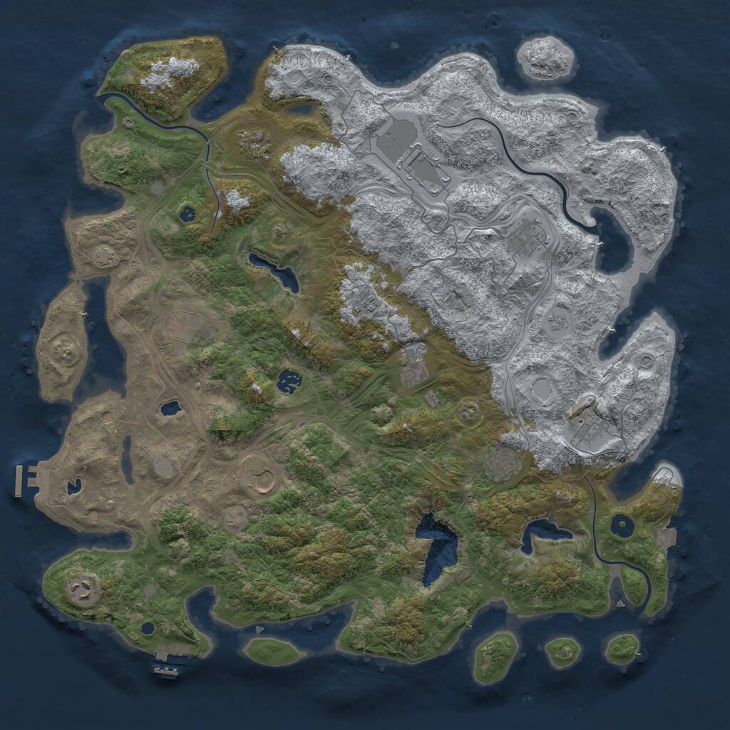 Rust Map: Procedural Map, Size: 4678, Seed: 1234567890, 17 Monuments