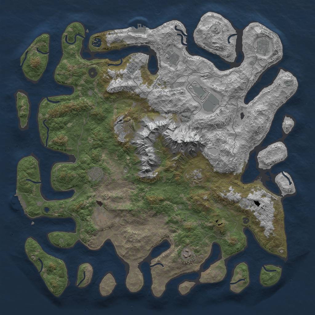 Rust Map: Procedural Map, Size: 5000, Seed: 39000, 21 Monuments