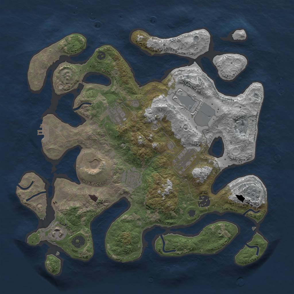Rust Map: Procedural Map, Size: 3500, Seed: 402413, 18 Monuments