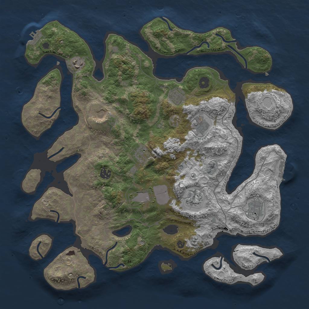 Rust Map: Procedural Map, Size: 4096, Seed: 100908, 20 Monuments