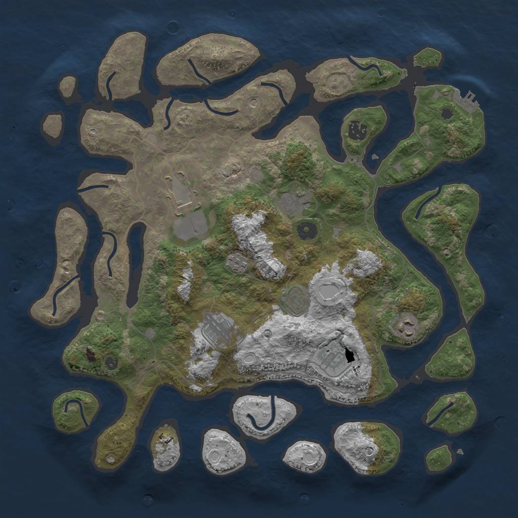 Rust Map: Procedural Map, Size: 4000, Seed: 5123, 18 Monuments