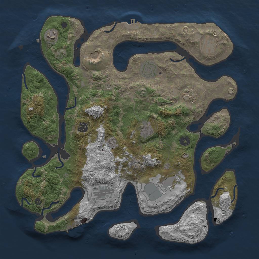 Rust Map: Procedural Map, Size: 3750, Seed: 565622, 21 Monuments