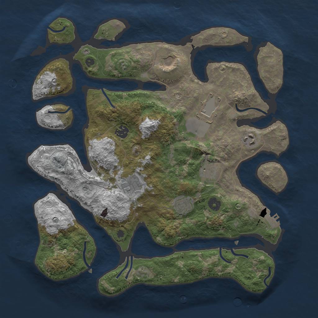 Rust Map: Procedural Map, Size: 3700, Seed: 433068535, 17 Monuments