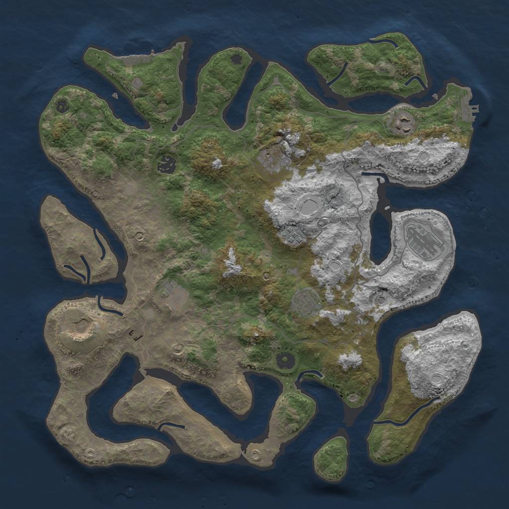 Rust Map: Procedural Map, Size: 4096, Seed: 185145201, 19 Monuments