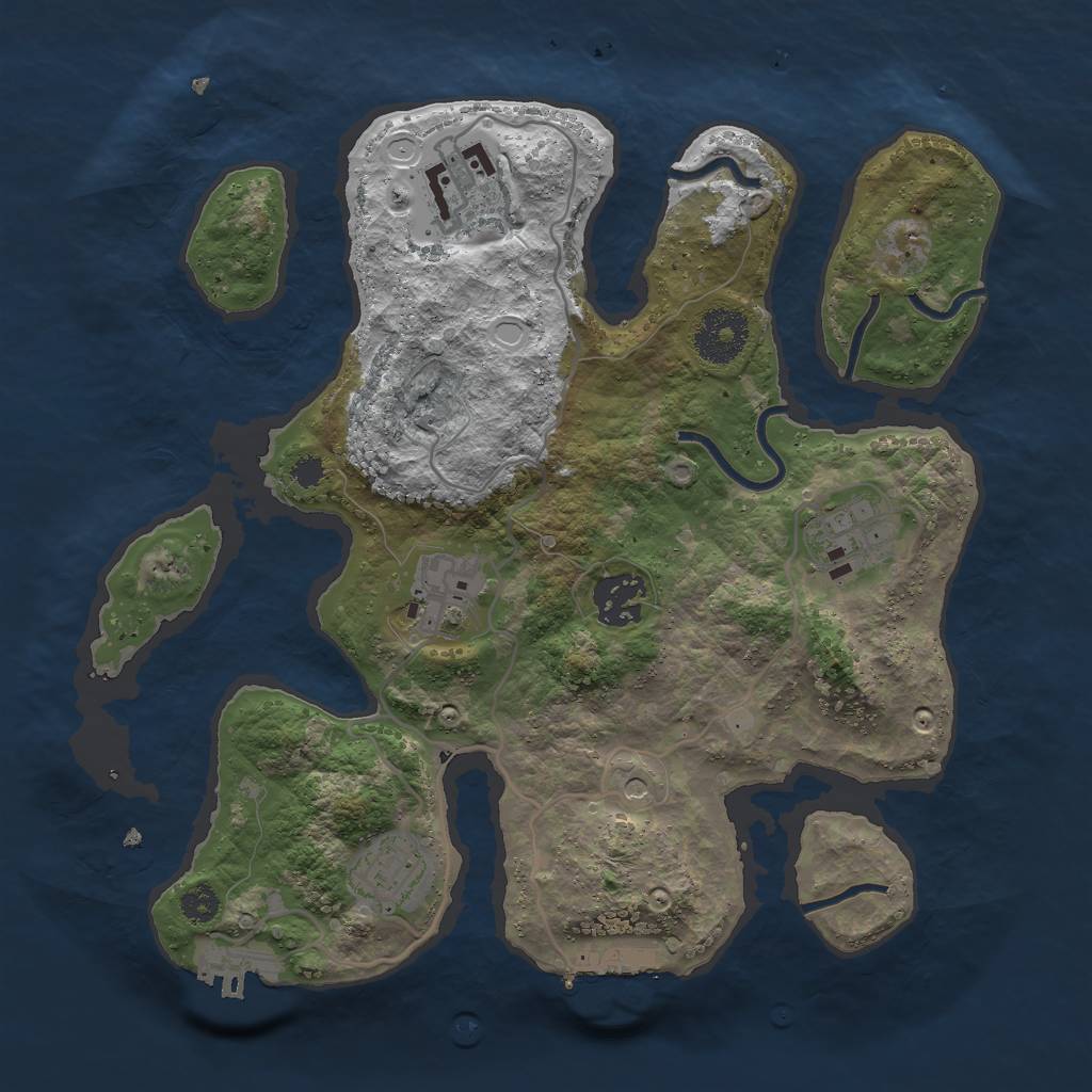 Rust Map: Procedural Map, Size: 3000, Seed: 593861, 16 Monuments