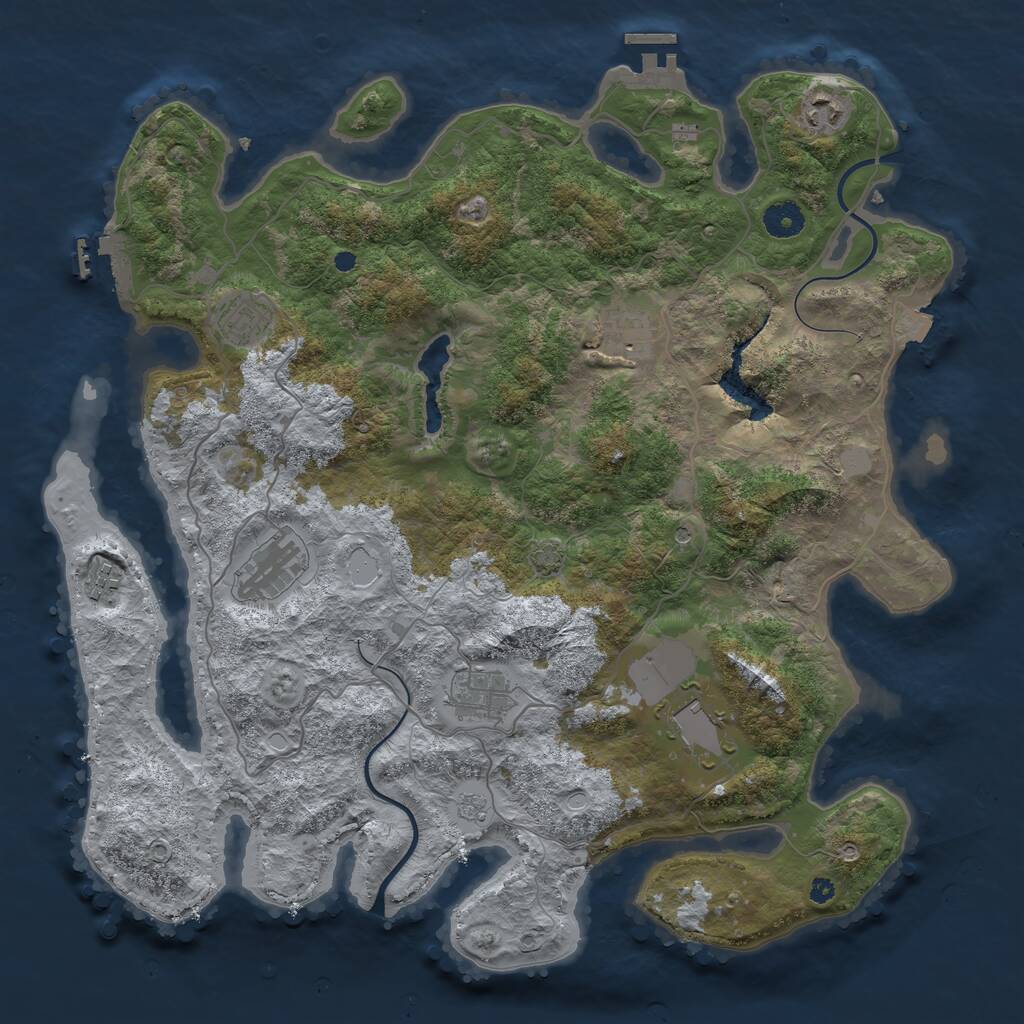 Rust Map: Procedural Map, Size: 4000, Seed: 785566, 13 Monuments