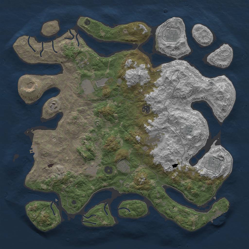 Rust Map: Procedural Map, Size: 4500, Seed: 568478654, 22 Monuments