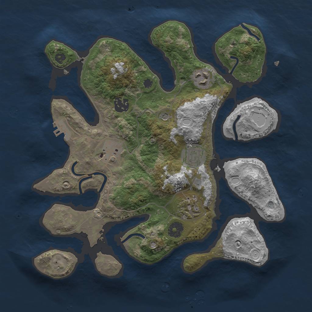 Rust Map: Procedural Map, Size: 3000, Seed: 1740674523, 15 Monuments