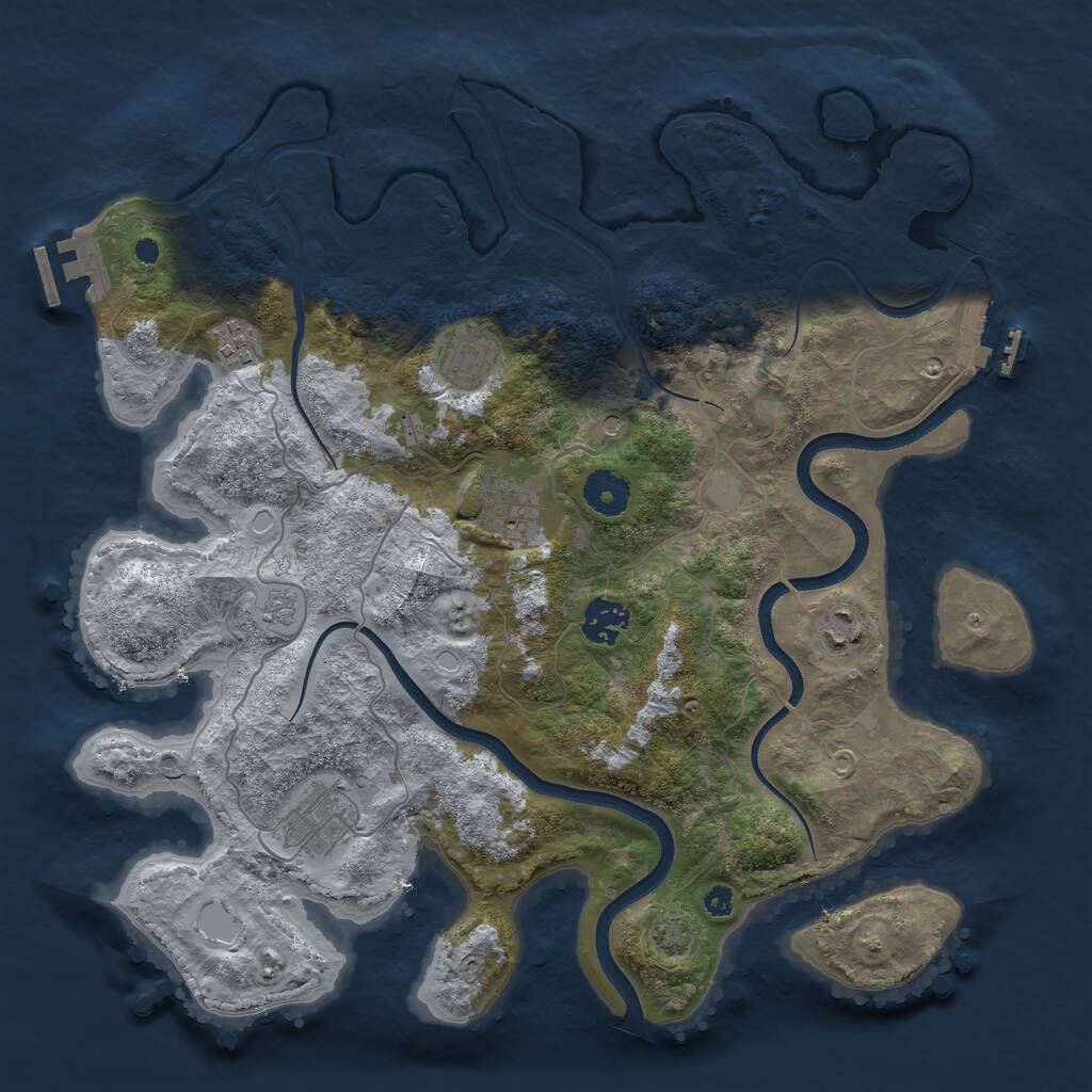 Rust Map: Procedural Map, Size: 3600, Seed: 646089776, 12 Monuments