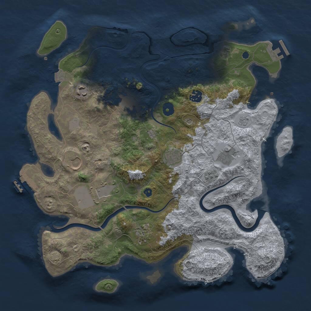 Rust Map: Procedural Map, Size: 3700, Seed: 2008064074, 15 Monuments