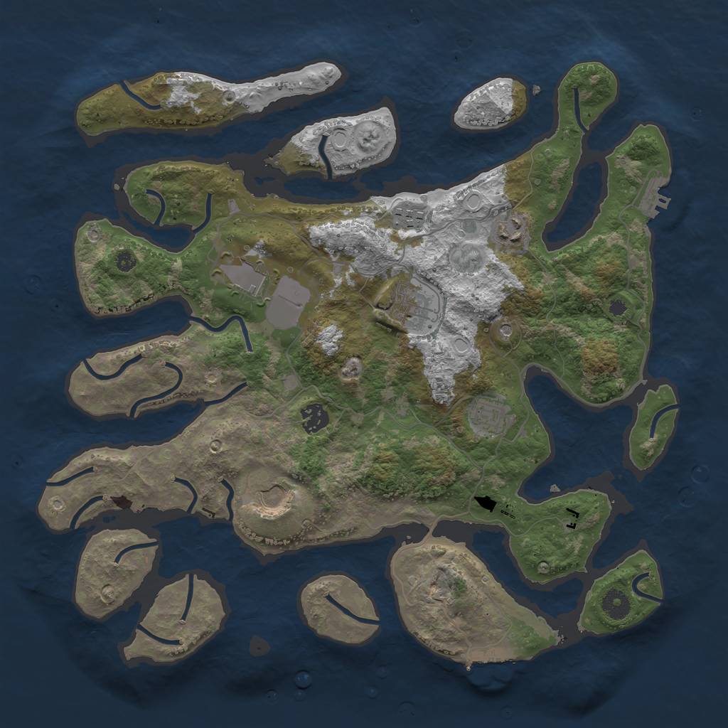 Rust Map: Procedural Map, Size: 3800, Seed: 9780, 18 Monuments