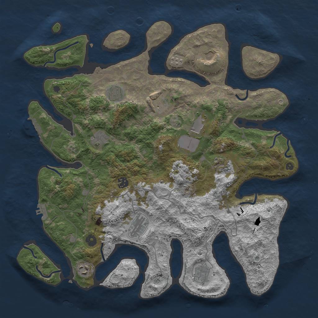 Rust Map: Procedural Map, Size: 4200, Seed: 1388120173, 22 Monuments