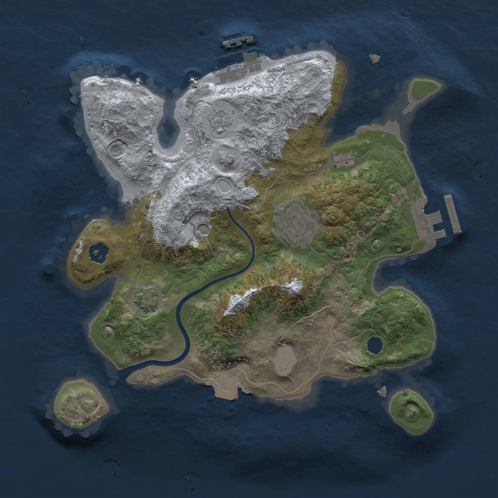 Rust Map: Procedural Map, Size: 2500, Seed: 1739, 7 Monuments