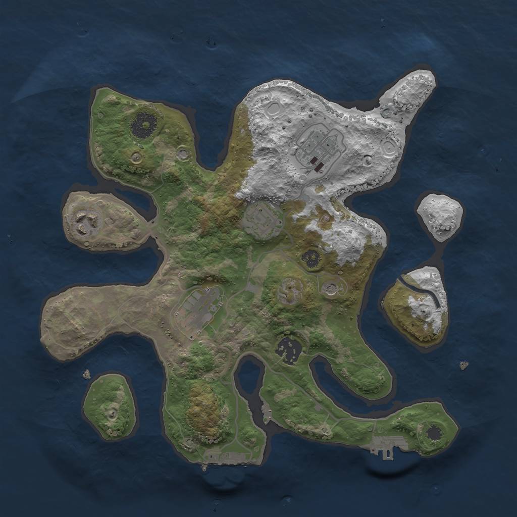 Rust Map: Procedural Map, Size: 3000, Seed: 44448888, 16 Monuments