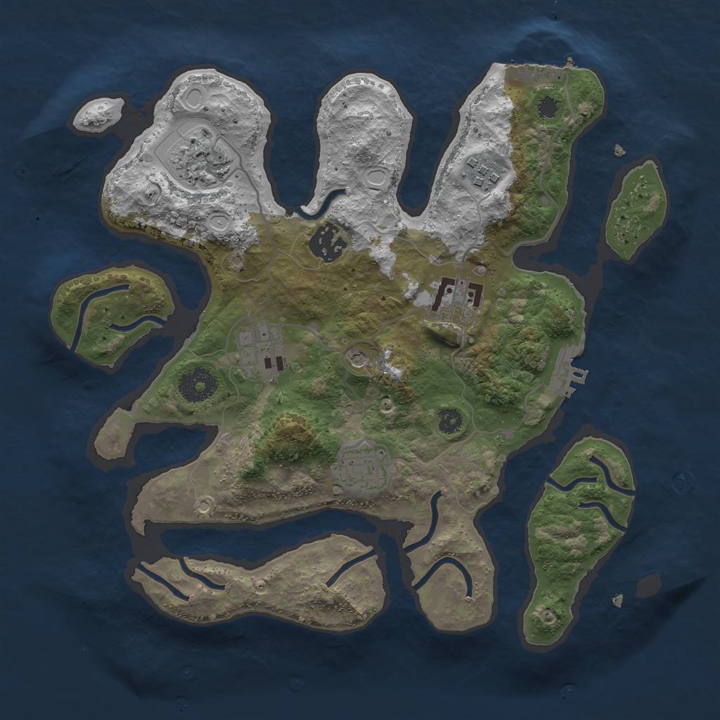 Rust Map: Procedural Map, Size: 3000, Seed: 990749, 17 Monuments