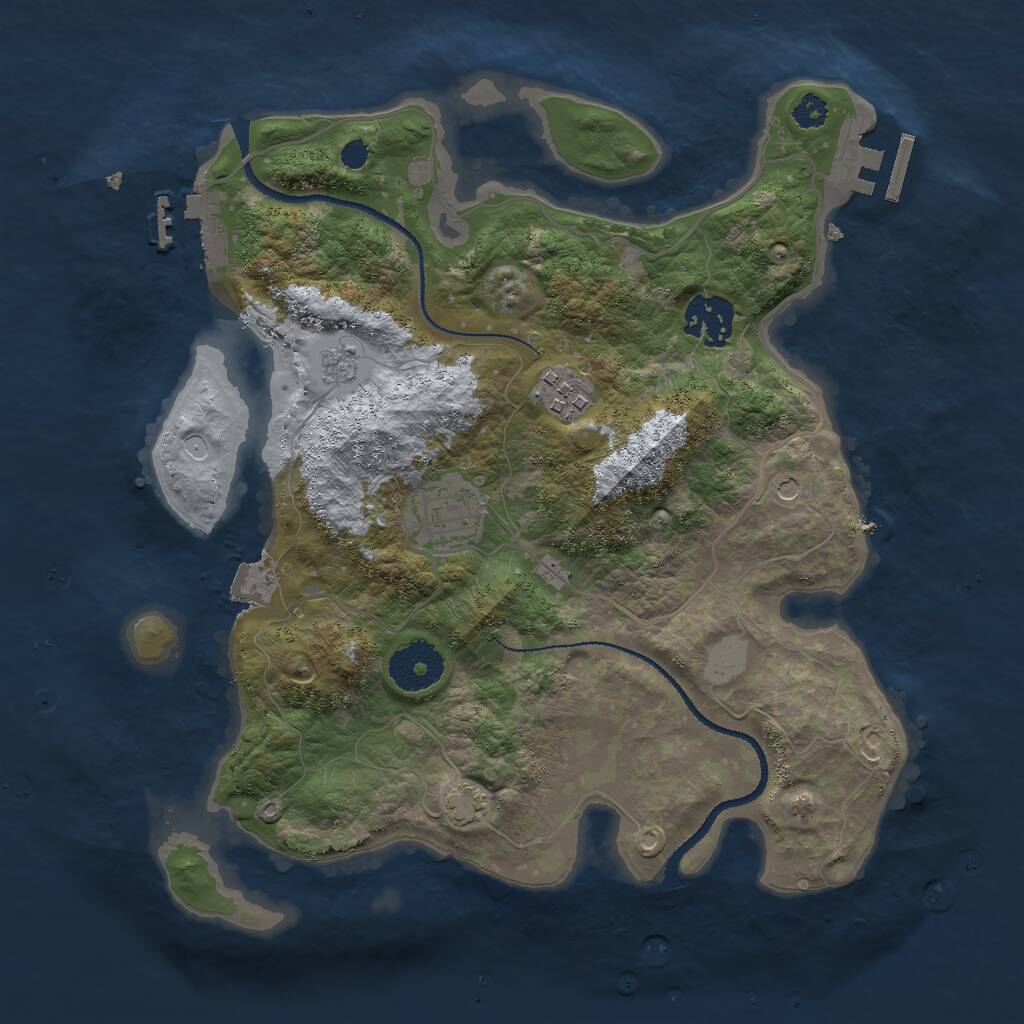 Rust Map: Procedural Map, Size: 3000, Seed: 760568, 9 Monuments