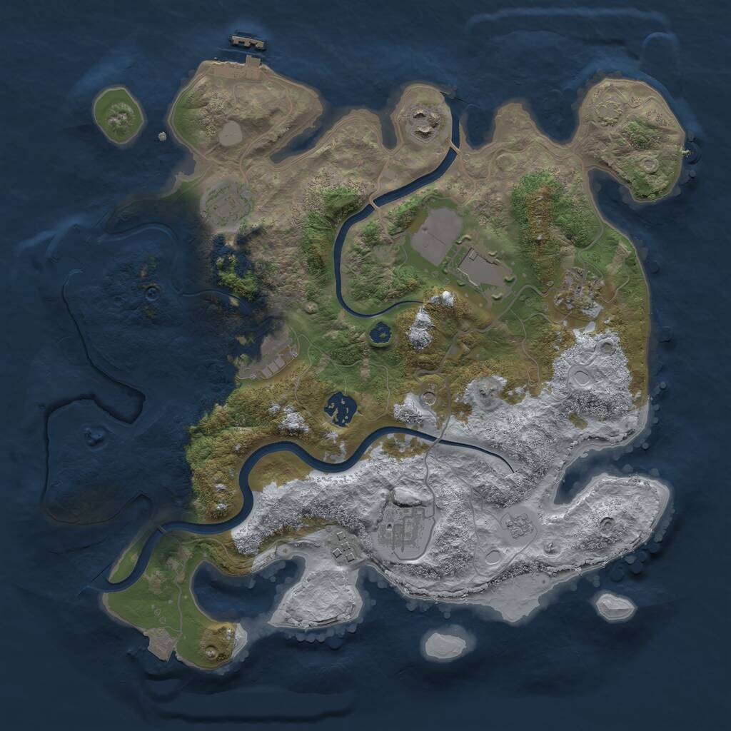 Rust Map: Procedural Map, Size: 3500, Seed: 735458690, 14 Monuments