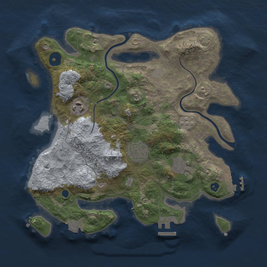 Rust Map: Procedural Map, Size: 3000, Seed: 20369588, 10 Monuments