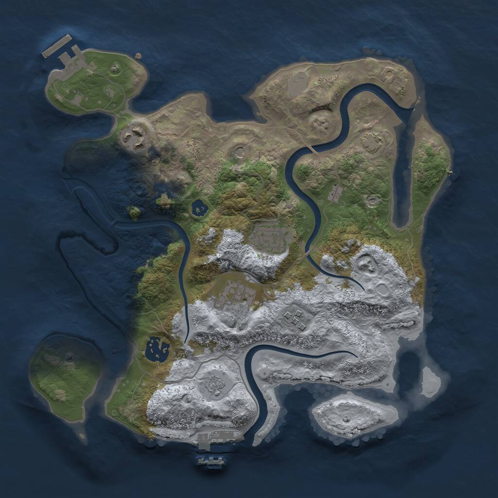 Rust Map: Procedural Map, Size: 3000, Seed: 481704, 11 Monuments