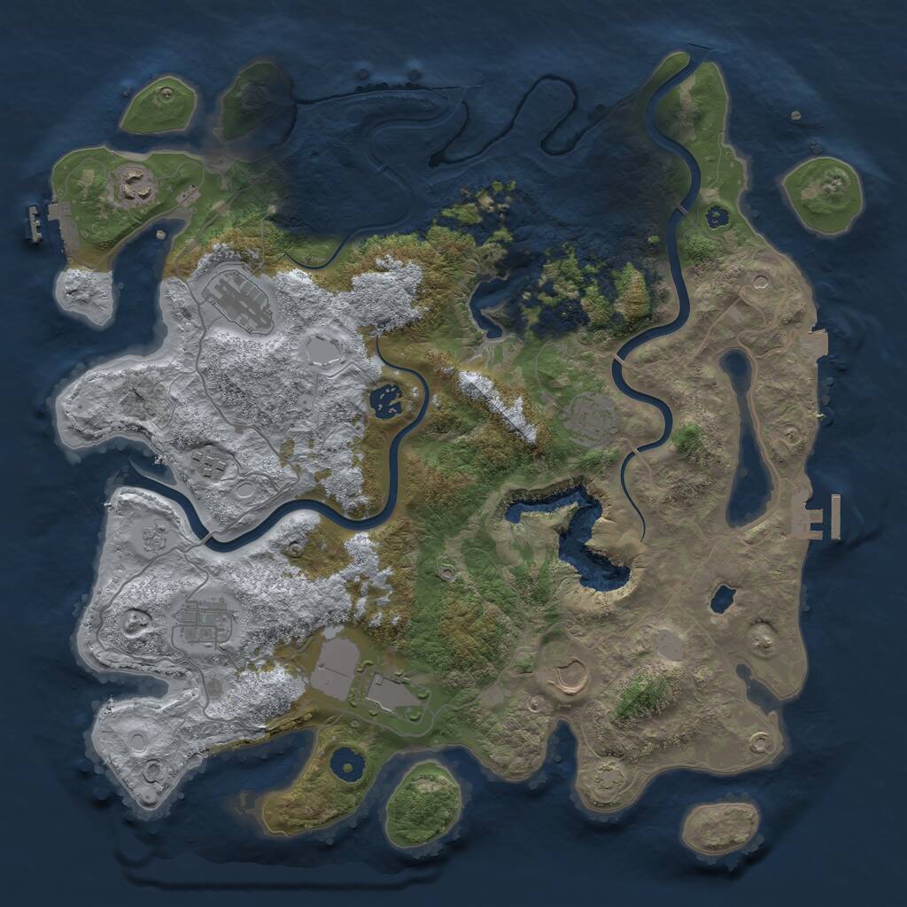 Rust Map: Procedural Map, Size: 4000, Seed: 858702620, 14 Monuments