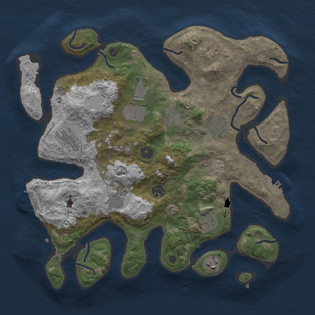 Rust Map: Procedural Map, Size: 3700, Seed: 1473173462, 21 Monuments