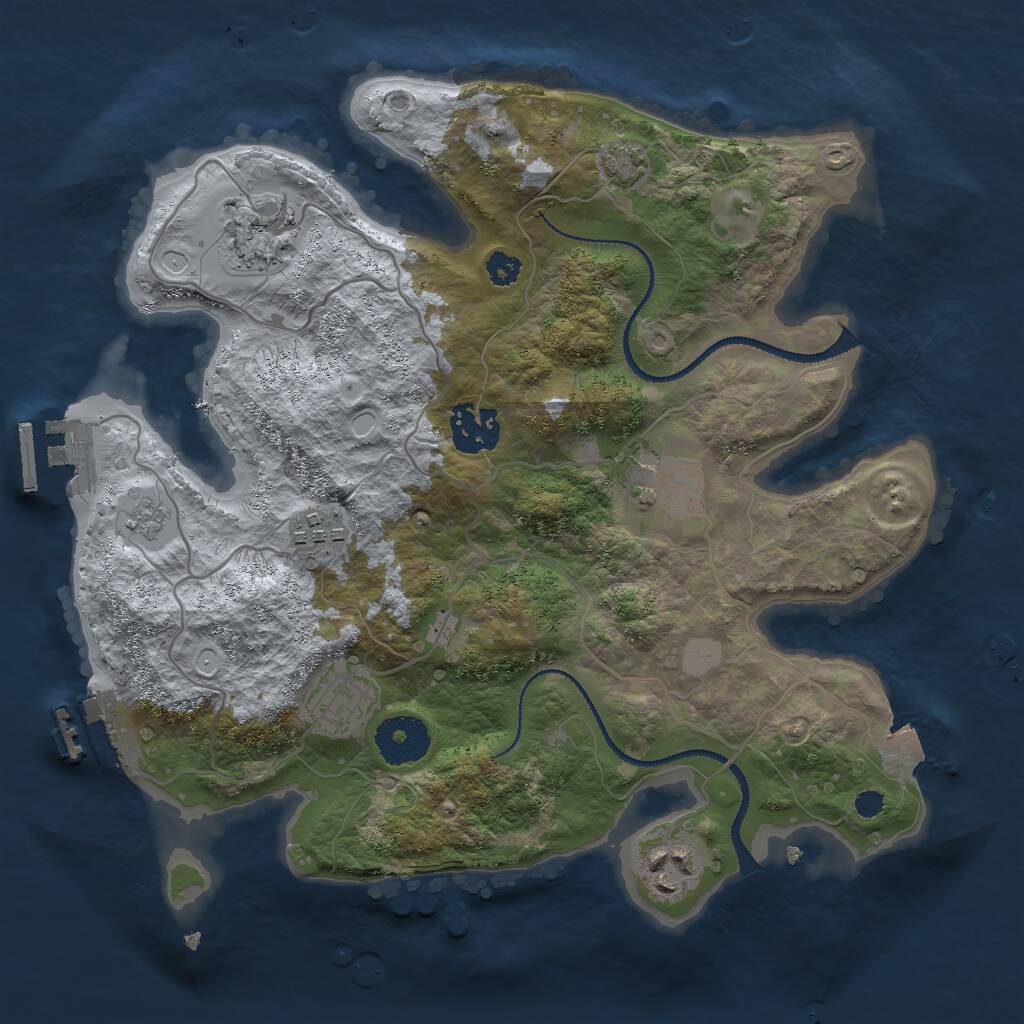 Rust Map: Procedural Map, Size: 3000, Seed: 769816, 11 Monuments