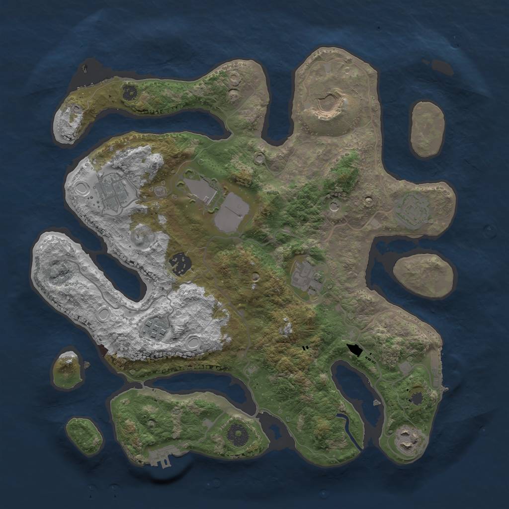 Rust Map: Procedural Map, Size: 3500, Seed: 572181517, 19 Monuments