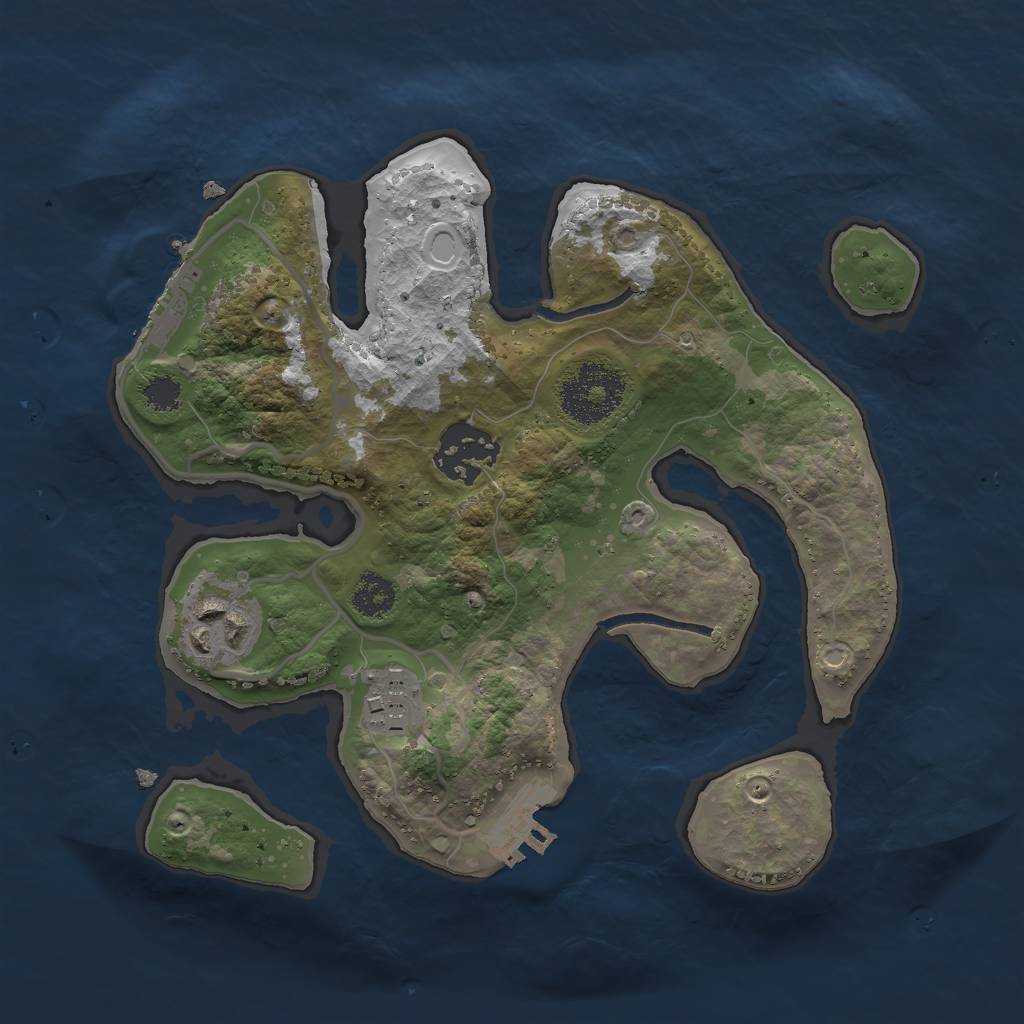 Rust Map: Procedural Map, Size: 2500, Seed: 411594091, 13 Monuments
