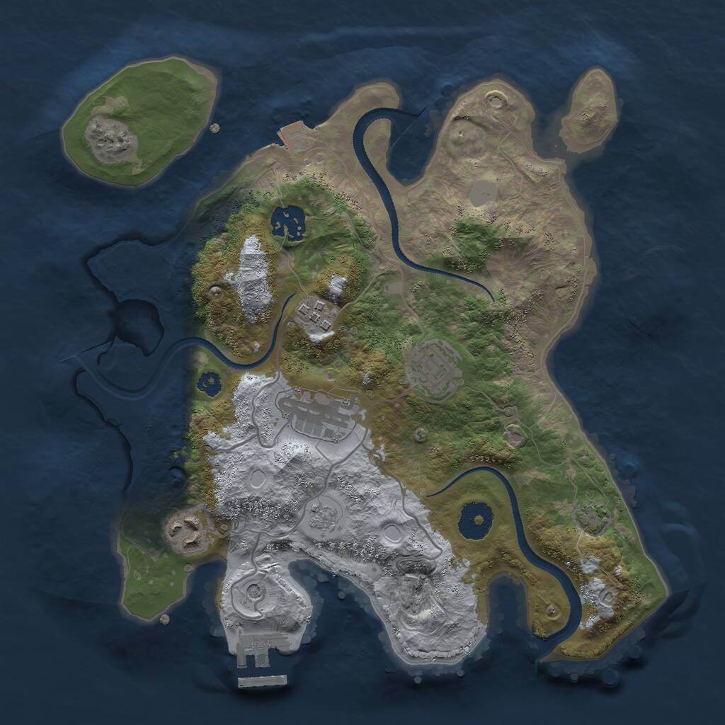 Rust Map: Procedural Map, Size: 3000, Seed: 41301305, 10 Monuments