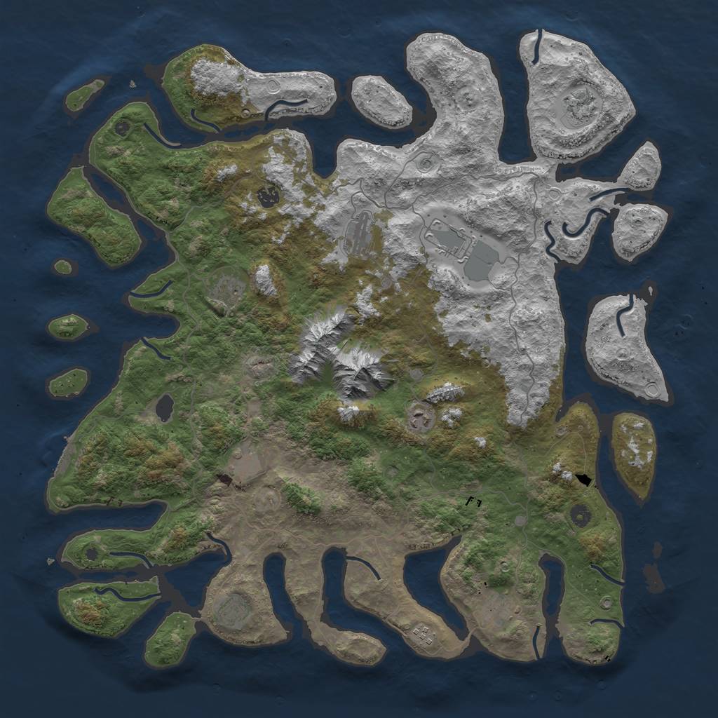 Rust Map: Procedural Map, Size: 5000, Seed: 668, 20 Monuments