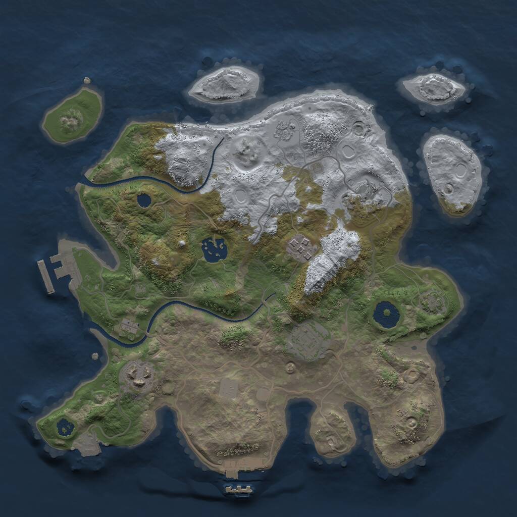 Rust Map: Procedural Map, Size: 3000, Seed: 980213, 10 Monuments